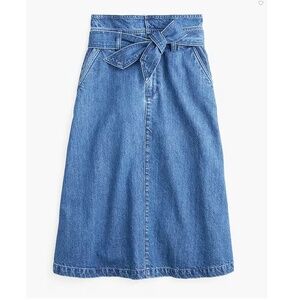 J. Crew Point Sur Belted A-Line Midi Denim Skirt Size 6